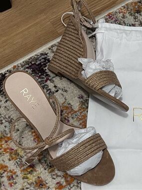 RAYE Beige Braided Wedge Sandals